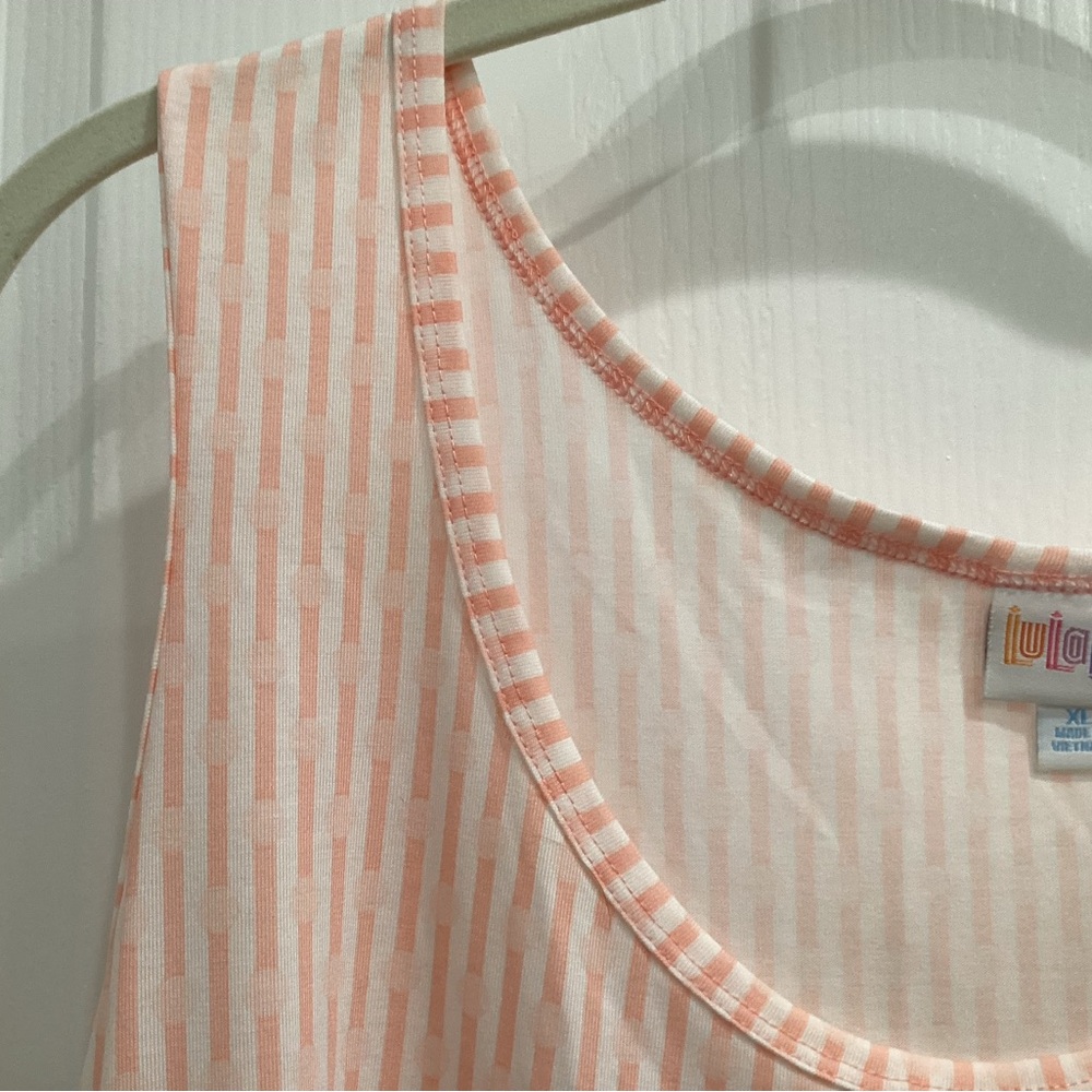LuLaRoe Pink and White Striped Tee - Picture 6 of 9